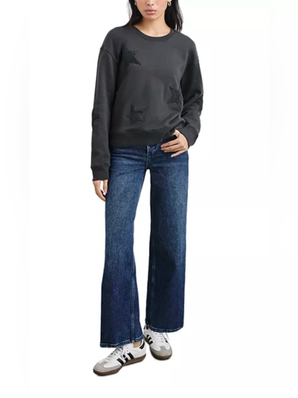 Rails Sonia Sweatshirt Washed black Color,Size S,100% Cotton